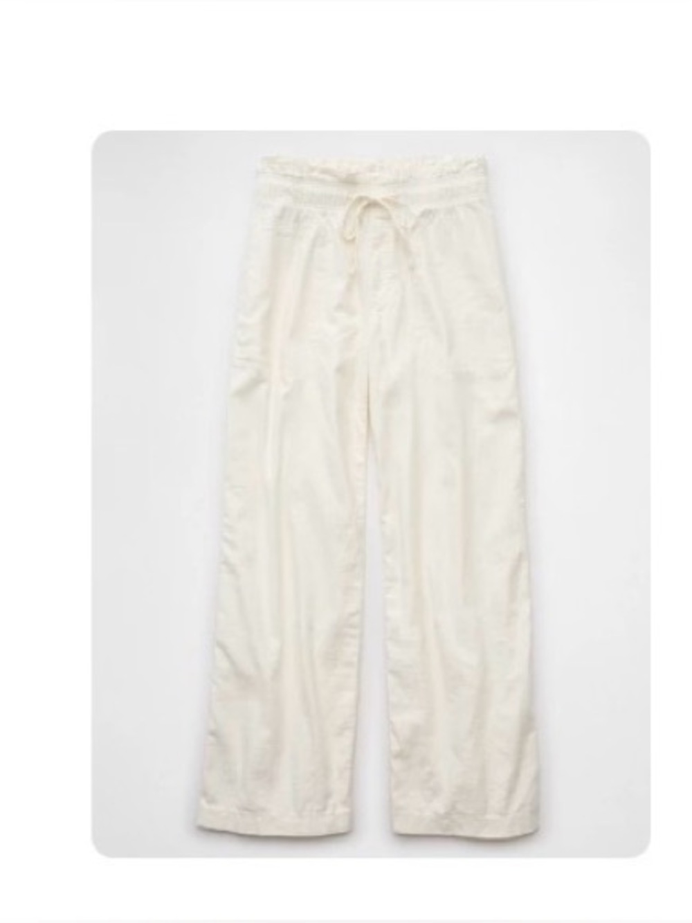 American Eagle Dreamy Drape White Wide Leg Linen-Blend Pants
